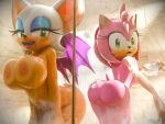 2girls 3d 3d_model akkonsfw amy_rose anthro anthro_only anthropomorphic artist_name artist_signature ass bat bat_girl bat_wings blender boob_squish breasts breasts_against_glass breasts_on_glass breasts_out casual casual_exposure casual_nudity fangs female female_focus female_only fur furry furry_female furry_only green_eyes hedgehog mobian mobian_(species) mobian_bat nottanj nude nude_female reference remake rouge_the_bat rouge_the_bat_(nottanj) sega shogakukan shower showering soap soap_bubbles sonic_(series) sonic_adventure_2 sonic_the_hedgehog_(manga) sonic_the_hedgehog_(series) tail tongue tongue_out wings