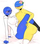  blue_body blue_skin countryhumans countryhumans_girl european_union_(countryhumans) futanari kak0yt0_chel national_personification tagme ukraine_(countryhumans) ukrainian yellow_body yellow_skin 