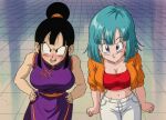  2_girls ass big_ass big_breasts black_eyes black_hair blue_eyes blue_hair bob_cut breasts bulma_(dragon_ball_z) bulma_brief chichi chichi_(dragon_ball_z) dragon_ball dragon_ball_z female female_only hairbun milf short_hair shounen_jump yamamoto_(artist) yamamoto_doujin 