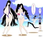 areola big_breasts black_hair breasts doumeki_shizuka hair himawari_kunogi huge_breasts ichihara ichihara_yuuko kimihiro_watanuki large_breasts lipstick long_hair makeup nipples ribbon sling_bikini speech_bubble swimsuit text translated watanuki_kimihiro xxxholic yuuko_ichihara