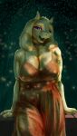 1girl anthro big_breasts boss_monster_(undertale) bovid breasts choker cleavage clothed clothing digital_media_(artwork) digital_painting_(artwork) dress elateroid female floppy_ears fur goat horn jewelry looking_at_viewer mammal mature_anthro mature_female narrowed_eyes necklace night open_mouth outside purple_eyes red_clothing red_dress seductive smile solo toriel undertale undertale_(series) white_body white_fur zaverose