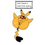  1girl 1girl aerolae anthro breasts eyepatch furry horny horny_female legs_spread lgbt magenta_eyes original_character pikachu pokemon pokemon_(species) pussy scottish short_hair shortstack solo_female text_box thick_thighs 