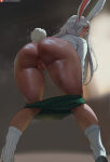  1girl bent_over big_breasts boku_no_hero_academia bubble_butt cleavage dark-skinned_female doggy_position horny inviting_to_sex looking_at_viewer mirko miruko miruko_(boku_no_hero_academia) miruko_(my_hero_academia) my_hero_academia naked_female nude nude nude_female oroborus pose red_eyes rumi_usagiyama shaved_pussy standing teasing thick_thighs usagiyama_rumi white_hair 