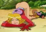 alex_(totally_spies) ass blonde_hair bottomless clover_(totally_spies) dark_skin das_booty edit frown no_panties sam_(totally_spies) top-down_bottom-up totally_spies