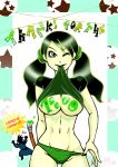 black_hair bodypaint callmepo disney dr._drakken green_eyes kim_possible mouth_hold no_bra pale_skin panty_pull pigtails pinupsushi shego shirt_lift smile wink