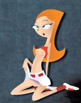 blue_eyes candace_flynn hairless_pussy hypnosis kneel monkeycheese nipples no_bra open_mouth panties panties_aside phineas_and_ferb pussy red_hair shirt_lift skirt skirt_lift