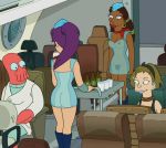 ass breasts dark-skinned_female dark_skin futurama labarbara_conrad nipples no_panties pubic_hair pussy see_through turanga_leela zoidberg