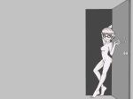 door doorway glasses knocking leaning monochrome nipple nude nude_female scooby-doo side_view smile velma_dinkley