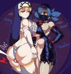 1boy 2_girls ass big_ass big_breasts breasts double_(skullgirls) lingerie panties penis skullgirls underwear valentine_(skullgirls)