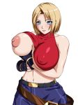  1girl areolae big_breasts blonde_hair blue_eyes blue_mary breast_lift breast_slip breasts fatal_fury halter halterneck huge_breasts king_of_fighters nipples one_breast_out shirt_lift short_hair snk solo the_king_of_fighters water_beryl 