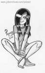 2010 barefoot disney hair_over_one_eye panties panties_around_ankle panties_around_leg poland_(artist) shirt_pull sitting smile the_incredibles violet_parr