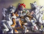  bell collar feline hindpaw horns icelyon_(character) joshua_(zenthetiger) lion male original party ram tiger wii zen zen_(artist) 