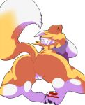 1_anthro 1_female 1_female_anthro 1_girl 3_toes all_fours anthro anthro_canine anthro_fox anthro_vixen arm_warmers ass big_ass blush breasts canine claws cyan_eyes detached_sleeves digimon female female_anthro female_anthro_fox female_renamon fox fur furry hyper_breasts inviting labia looking_at_viewer looking_back mostly_nude presenting presenting_hindquarters presenting_pussy pussy raised_tail renamon sideboob smile solo tail toei_animation vixen white_fur yellow_fur