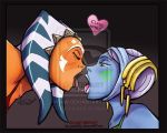  2girls ahsoka_tano blue_skin elthegeneral_(artist) facial_markings french_kiss hair horny horny_women love multiple_girls orange_skin pantoran purple_hair riyo_chuchi saliva star_wars star_wars:_the_clone_wars togruta tongue yuri 