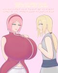 2_girls baosart blonde_hair brown_eyes gigantic_ass gigantic_breasts green_eyes hourglass_figure milf naruto naruto_shippuden pink_hair sakura_haruno sexy sexy_ass sexy_body sexy_breasts surprised tsunade