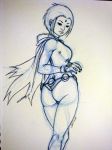 2008 ass belt cape dc dc_comics hood monochrome non-nude raven_(dc) sketch teen_titans unknown_artist view_from_behind