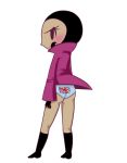 ass black_hair blush brit_crust dark_skin embarrassing looking_back my_life_as_a_teenage_robot no_pants panties printed_panties short_hair socks thegalen underwear union_jack