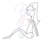 2girls ass candace_flynn monochrome multiple_girls panty_pull phineas_and_ferb vanessa_doofenshmirtz