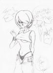  ed,_edd,_&#039;n&#039;_eddy erect_nipples hair_over_one_eye marie_kanker monochrome multiple_piercings navel open_pants panties pierced_lip sketch tentacuddle_(artist) underboob 