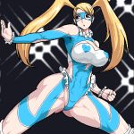 1girl abs arena bad_id bare_shoulders blonde_hair blue_eyes breasts capcom cleavage cleavage_cutout fjt_(fjym2) fjym2 heart large_breasts legs leotard lowres muscle oekaki rainbow_mika solo street_fighter street_fighter_zero street_fighter_zero_3 thighs twintails