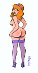 1_girl 1girl ass daphne_blake female female_human female_only hackman23 panties_down potential_duplicate scooby-doo sideboob solo stockings thighs