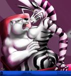  1boy 1girl anthro ass bear big_breasts black breasts ceno_(character) chair cowgirl_position equine female furry hetero horse male mare muscle muscles nexus_(artist) nude original original_character polar_bear pose purple purple_background sex tina_(nexus) white zebra 