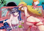  2_boys 2_girls :o afro ass bad_anatomy bikini blonde_hair blue_eyes breasts briefers_rock butt_crack car car_wash chuck_(psg) cleavage crop_top error gainax garterbelt_(psg) grin hat high_heels honekoneko_(psg) hose huge_ass hummer hummer_h1 long_hair looking_at_viewer looking_back midriff motor_vehicle multiple_boys multiple_girls nail_polish nekoi_mie official_art on_car palm_tree panty_&amp;_stocking_with_garterbelt panty_anarchy purple_nails red_bikini see-through_top sexually_suggestive shiny shiny_skin short_shorts shorts skindentation smile soap stocking_anarchy strap_gap string_bikini striped striped_legwear suds swimsuit tree two-tone_hair vehicle visor visor_cap washing water wet 