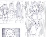  big_breasts bottomless bottomless_female comic dxoz monochrome panties smoke_(yin_yang_yo) tail yang yin yin_yang_yo 