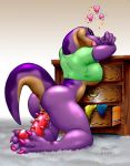  anus ass bent_over bottomless chubby dildo dinosaur female fossil fossil_(artist) furry heart jurassic_beauties lips masturbation penetration pussy_juice raised_tail scalie sex_toy solo t-rex tail tyra_reckks vaginal vaginal_penetration 