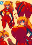 ass asuka_langley_souryuu blush breast_expansion breasts cameltoe cleavage formal gradient_hair latex multicolored_hair neon_genesis_evangelion penis pixiv_thumbnail plugsuit raion-san resized suit