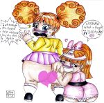 ass big_ass blossom blush dxoz embarrassing no_panties powerpuff_girls princess_morbucks yuri