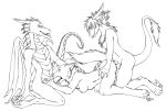  2009 ass_up breasts canine closed_eyes dragon fellatio female from_behind furry hetero horns kcravenyote knowntobite male nude on_front oral oral_sex original original_character penetration penis raised_tail razr_(character) scalie sex sideboob sketch tail threesome vaginal vaginal_penetration white_background wings wolf ynkardis 