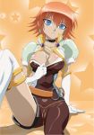 bakugan_battle_brawlers bakugan_new_vestroia blue_eyes boots breasts choker cleavage elbow_gloves erect_nipples knee_highs kneehighs large_breasts mira_clay mira_fermin orange_hair solo undressing