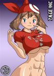 alluring athletic_female female_abs fit_female haruka_(pokemon) hot kageta lake_art may may_(pokemon) naked_from_the_waist_down nintendo pokemon pokemon_(anime) sexy shirt under_boob voluptuous zage_inc