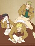  3boys artist_signature attack_on_titan erwin_smith levi_ackerman male male_only mike_zakarius yaoi yaoi 