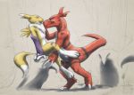 abanob canine digimon female fox furry guilmon hetero male penis renamon scalie