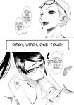 ass bayonetta bayonetta_(character) breasts comic erect_nipples erection fellatio futanari glasses handjob huge_breasts intersex jeanne jeanne_(bayonetta) kouin_n monochrome nipples nude oral penis tororo_konbu