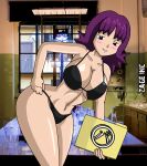 alluring bikini brown_eyes female_abs hot kageta kneeling lake_art nintendo pokemon pokemon_(anime) professor_ivy purple_hair sexy zage_inc