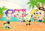 alien ass ass_crack beach bikini black_eyes black_hair blonde_hair blue_eyes brown_eyes coppertone dib embarrassing funny gaz gir glasses invader_zim long_hair looking_back mad min mole ocean polka_dot_bikini ponytail purple_eyes purple_hair rayryan_(artist) robot sad short_hair smile surprise swimsuit tak tan tan_line zim