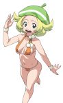  1girl bel_(pokemon) bianca_(pokemon) bikini blonde_hair breasts cleavage green_eyes hat highres huge_breasts humans_of_pokemon kei_(bekei) kei_(pixiv14657) pokemon pokemon_(game) pokemon_black_and_white pokemon_bw smile solo swimsuit 