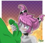  1boy 1girl beast_boy blush cheesoart dc_comics edit erection female handjob jinx male male/female nude penis sucking_testicles tagme teen_titans testicle_sucking 