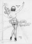  ashley ass biker_(artist) comic embarrassing monochrome no_panties 