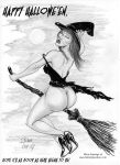  ashley ass biker_(artist) halloween monochrome no_panties 