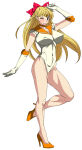 aino_minako big_breasts bishoujo_senshi_sailor_moon blonde_hair blue_eyes elbow_gloves high_heels kunifuto leotard minako_aino sailor_venus winking