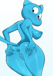 1girl 1girl 1girls 2024 anus ass ass_focus ass_grab big_areola big_breasts blue_body blue_skin cartoon_network cat_ears cat_humanoid cat_tail furry furry_only milf newguy1091 nicole_watterson nipples pussy solo_female the_amazing_world_of_gumball white_background