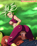 anus blue_eyes cumming_inside dragon_ball dragon_ball_super female/male goku green_hair kefla penis penis_in_pussy potara potara_earrings potara_fusion reit ripped_clothes saiyan saiyan_girl super_saiyan ultra_instinct vaginal_sex