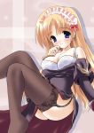 bare_shoulders blonde_hair blue_eyes blush bra garter_belt garters hentai highres legwear lingerie priest priest_(ragnarok_online) priestess ragnarok_online stockings thighhighs underwear undressing