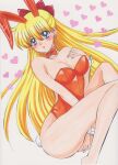 1990s_(style) 1girl absurd_res aino_minako alluring animal_ears bishoujo_senshi_sailor_moon blonde_hair detached_collar fake_animal_ears high_res long_hair minako_aino playboy_bunny rabbit_ears rascal_(n119) retro_artstyle sailor_venus wrist_cuffs