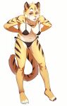 1girl big_ass big_breasts bikini feline long_ears long_tail pgm300 posing seductive sexy short_hair tail tiger white_fur white_skin yellow_hair yellow_skin