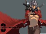 breasts capcom dante dante_(cosplay) dante_(devil_may_cry) devil_may_cry gun lipstick silver_hair smile teeth weapon